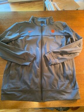 Nike Dri-FIT Track Jacket Full Zip Pockets Gray Orange Syracuse Logo Mens Large